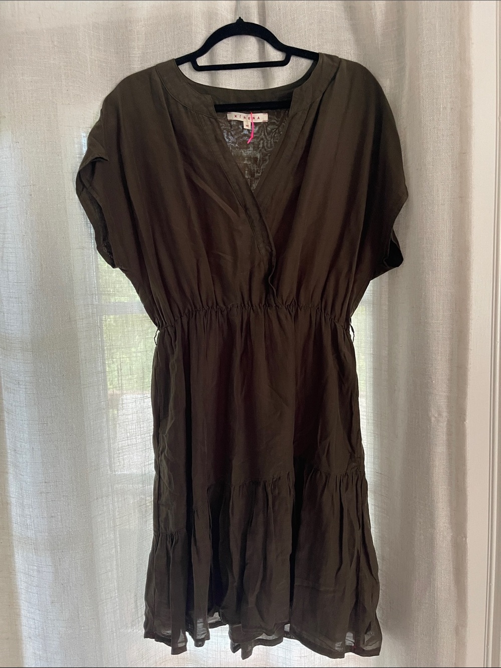 Olive V-Neck Tiered Waist Women’s Top Dress